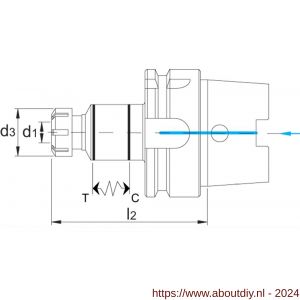 Phantom 81.687 synchro taphouder DIN 6499-C HSK-A volgens DIN 69893 voor ER spantangen (met vierkant) HSK100A ER25 - A40503205 - afbeelding 2