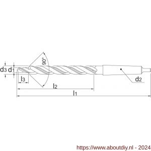 Phantom 16.350 HSS kerngat-spiraalboor DIN 8379 voor tapgaten 90 graden MK M14 12x15‚5 mm - A40504700 - afbeelding 2