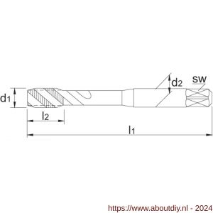Phantom 23.305 HSS machinetap ISO 529 metrisch voor blinde gaten M22 - A40512918 - afbeelding 2