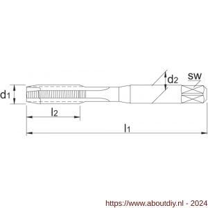 Phantom 24.525 HSS machinetap ISO 529 UNF voor doorlopende gaten 7/16 inch-20 - A40514118 - afbeelding 2