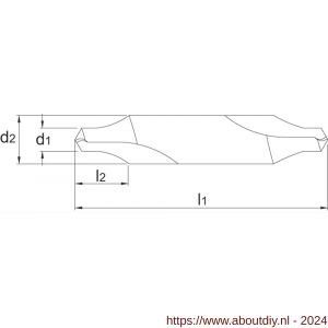 Phantom 15.250 HSS centerboor DIN 333-R met radius 60 graden 5x12‚5 mm - A40504410 - afbeelding 2