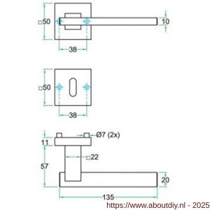 Artitec RVS Woning kruk-krukgarnituur rozet Sabrina RVS mat WC 8 mm - A23000444 - afbeelding 2