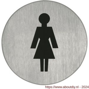 Artitec symboolplaat pictogram dames diameter 75 mm RVS mat - A23001370 - afbeelding 1