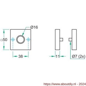 Artitec Collectie Interior Accents deurkrukrozet paar vierkant RVS mat - A23001156 - afbeelding 2