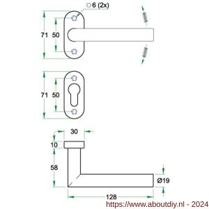 Artitec gatdeel deurkruk op smalschild Tipo RVS mat ovaal rozet - A23000602 - afbeelding 2