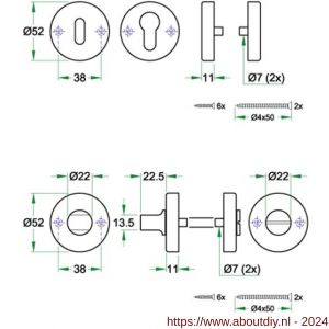 Artitec sleutelrozet paar WCX RVS mat - A23001171 - afbeelding 2