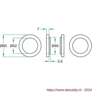 Artitec schuifdeurkom glasdeur paar diameter 60x42 mm massief RVS mat - A23001353 - afbeelding 2