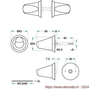 Artitec Zorg en Welzijn S-preventie anti suicidaal deurknop draaibaar 1-zijdig schuin met groeven buitenzijde RVS mat - A23000862 - afbeelding 2