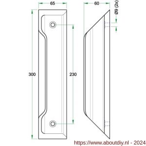 Artitec Zorg en Welzijn S-preventie anti suicidaal profiel deurgreep 300 mm aluminium mat - A23001083 - afbeelding 2