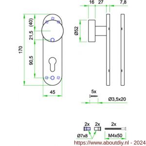 Artitec Proline Classic knop meterkast op kortschild PL RVS mat blind KS - A23001317 - afbeelding 2
