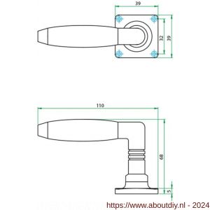 Artitec kruk-krukgarnituur Ton jaren-30 vierkant rozet glans nikkel WC 8 mm - A23000084 - afbeelding 2