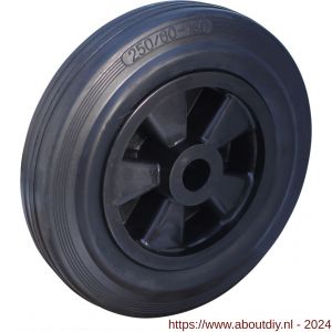 Protempo serie 01 transportwiel los PP velg standaard zwarte rubberen band 250 mm glijlager - A20910893 - afbeelding 1