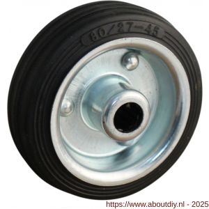 Protempo serie 02 transportwiel los stalen velg standaard zwarte rubberen band 80 mm rollager - A20910898 - afbeelding 1