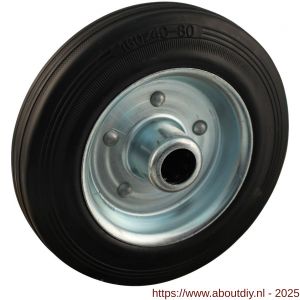 Protempo serie 02 transportwiel los stalen velg standaard zwarte rubberen band 160 mm rollager - A20910905 - afbeelding 1