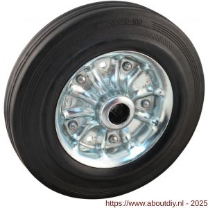 Protempo serie 02 transportwiel los stalen velg standaard zwarte rubberen band 200 mm glijlager - A20910911 - afbeelding 1