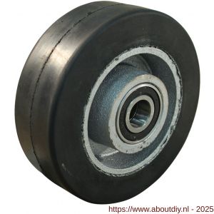 Protempo serie 04 transportwiel los gietijzeren velg zwarte volrubber band ± 75 shore A 125 mm kogellager - A20910631 - afbeelding 1