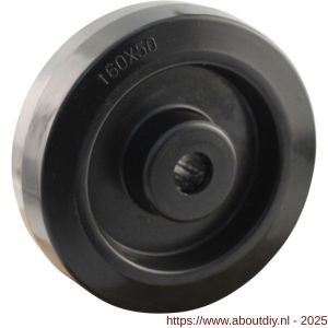 Protempo serie 07 transportwiel los zwarte PA velg zwarte elastische rubberen band ± 70 shore A 160 mm rollager - A20910935 - afbeelding 1