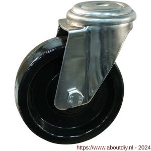 Protempo serie 35-31 zwenk transportwiel boutgat RVS gaffel zwart hittebestendig van Ditherm 80 mm glijlager - A20911477 - afbeelding 1