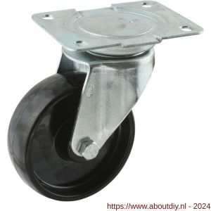 Protempo serie 35-14 zwenk transportwiel plaatbevestiging stalen gaffel zwart hittebestendig van Ditherm 125 mm glijlager - A20913777 - afbeelding 1