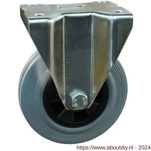 Protempo serie 11-31 bok transportwiel plaatbevestiging RVS gaffel PP velg standaard grijze rubberen band 80 mm glijlager - A20912989 - afbeelding 1