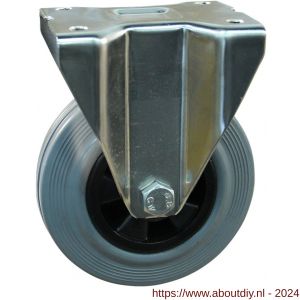 Protempo serie 11-31 bok transportwiel plaatbevestiging RVS gaffel PP velg standaard grijze rubberen band 125 mm glijlager - A20912993 - afbeelding 1