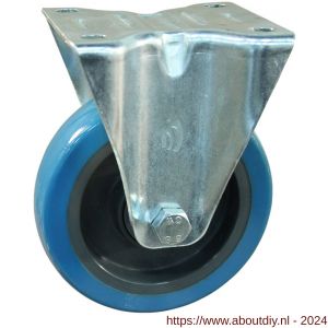 Protempo serie 21-10 bok transportwiel plaatbevestiging stalen gaffel grijze glasvezel versterkte PA velg blauwe TPU band 100 mm kogellager - A20911960 - afbeelding 1