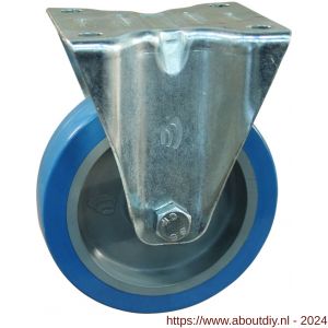 Protempo serie 21-10 bok transportwiel plaatbevestiging stalen gaffel grijze glasvezel versterkte PA velg blauwe TPU band 125 mm rollager - A20911961 - afbeelding 1