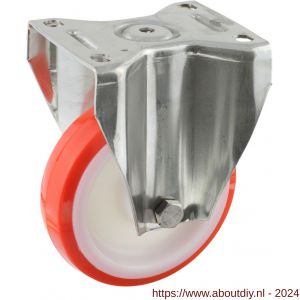 Protempo serie 27-35 bok transportwiel plaatbevestiging RVS gaffel witte PA velg rode TPU band ± 97 shore A 150 mm glijlager - A20912165 - afbeelding 1