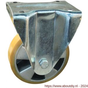 Protempo serie 29-19 bok transportwiel plaatbevestiging stalen gaffel aluminium velg PU band ± 94 shore A 80 mm kogellager - A20912096 - afbeelding 1