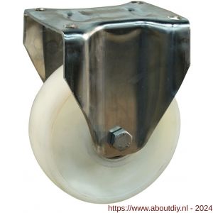 Protempo serie 33-36 bok transportwiel plaatbevestiging RVS gaffel naturel PA (of PP) 125 mm kogellager RVS - A20911413 - afbeelding 1