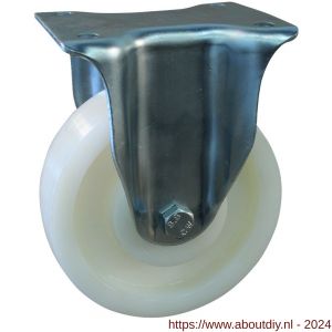 Protempo serie 33-14 bok transportwiel plaatbevestiging stalen gaffel naturel PA (of PP) 150 mm glijlager - A20911387 - afbeelding 1