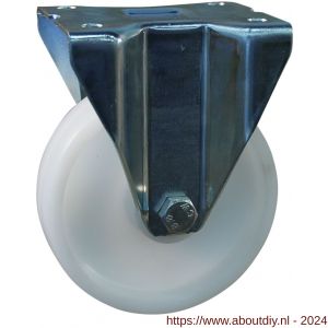 Protempo serie 34-91 bok transportwiel plaatbevestiging stalen gaffel naturel PP (of PA) 100 mm glijlager - A20911342 - afbeelding 1