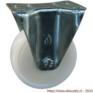 Protempo serie 34-10 bok transportwiel plaatbevestiging stalen gaffel naturel PP (of PA) 100 mm kogellager - A20911373 - afbeelding 1