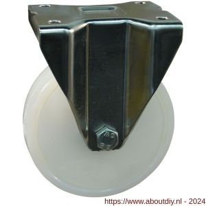 Protempo serie 34-31 bok transportwiel plaatbevestiging RVS gaffel naturel PP (of PA) 100 mm kogellager - A20911421 - afbeelding 1