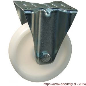 Protempo serie 34-12 bok transportwiel plaatbevestiging stalen gaffel naturel PP (of PA) 125 mm glijlager - A20911300 - afbeelding 1