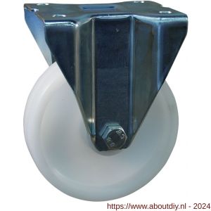 Protempo serie 34-91 bok transportwiel plaatbevestiging stalen gaffel naturel PP (of PA) 150 mm glijlager - A20911348 - afbeelding 1