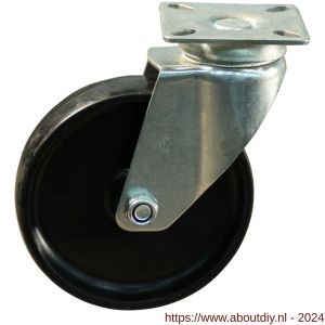 Protempo serie 65-60 zwenk apparatenwiel plaatbevestiging stalen gaffel zwart PA 100 mm glijlager - A20910336 - afbeelding 1