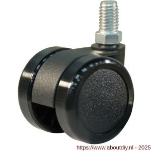Protempo serie 65-73 zwenk apparatenwiel draadstift M10 PA gaffel PA 42 mm glijlager - A20910487 - afbeelding 1