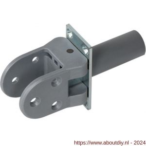 Hawgood deurveerscharnier 40K bevestigingsplaat verzinkt deurdikte 35 mm met vaststelling schoen kunststof grijs - A10100279 - afbeelding 1