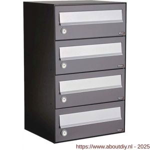 Allux Hive set postkast staal verzinkt gepoedercoat 1-breed 4-hoog antraciet - A11201333 - afbeelding 1