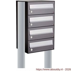 Allux Hive set postkast staal verzinkt gepoedercoat 1-breed 4-hoog op statief antraciet - A11201336 - afbeelding 1