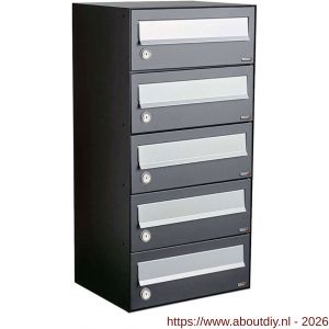Allux Hive set postkast staal verzinkt gepoedercoat 1-breed 5-hoog antraciet - A11201337 - afbeelding 1
