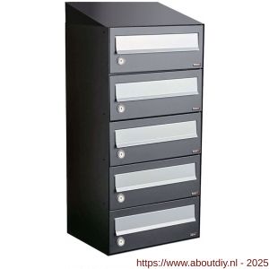 Allux Hive set postkast staal verzinkt gepoedercoat 1-breed 5-hoog met dak antraciet - A11201338 - afbeelding 1