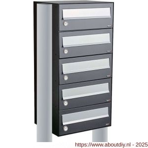 Allux Hive set postkast staal verzinkt gepoedercoat 1-breed 5-hoog op statief antraciet - A11201340 - afbeelding 1