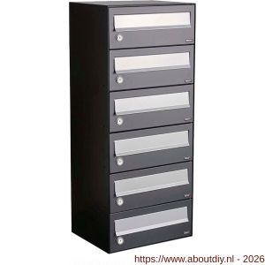 Allux Hive set postkast staal verzinkt gepoedercoat 1-breed 6-hoog antraciet - A11201341 - afbeelding 1