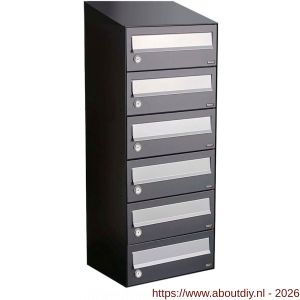 Allux Hive set postkast staal verzinkt gepoedercoat 1-breed 6-hoog met dak antraciet - A11201342 - afbeelding 1