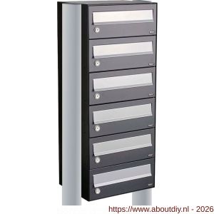 Allux Hive set postkast staal verzinkt gepoedercoat 1-breed 6-hoog op statief antraciet - A11201344 - afbeelding 1