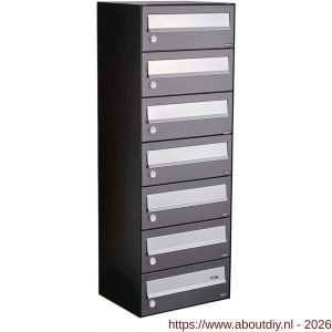 Allux Hive set postkast staal verzinkt gepoedercoat 1-breed 7-hoog antraciet - A11201345 - afbeelding 1