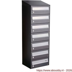 Allux Hive set postkast staal verzinkt gepoedercoat 1-breed 7-hoog met dak antraciet - A11201346 - afbeelding 1