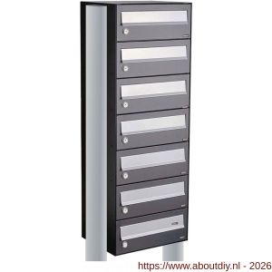 Allux Hive set postkast staal verzinkt gepoedercoat 1-breed 7-hoog op statief antraciet - A11201348 - afbeelding 1